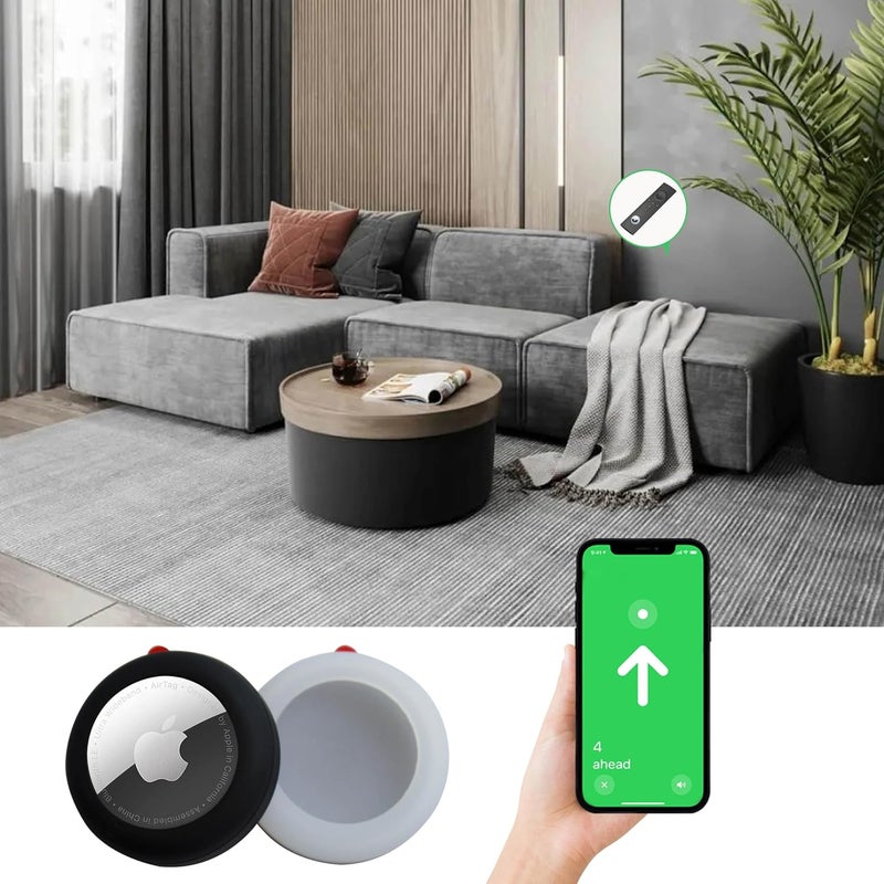 echinff Silicone Case with 3M Strong Adhesive Sticker, 4 Pack Protective Case for Apple Air Tags for Sticking On Tv Remote Headphones Luggage Laptop Camera - Image 4
